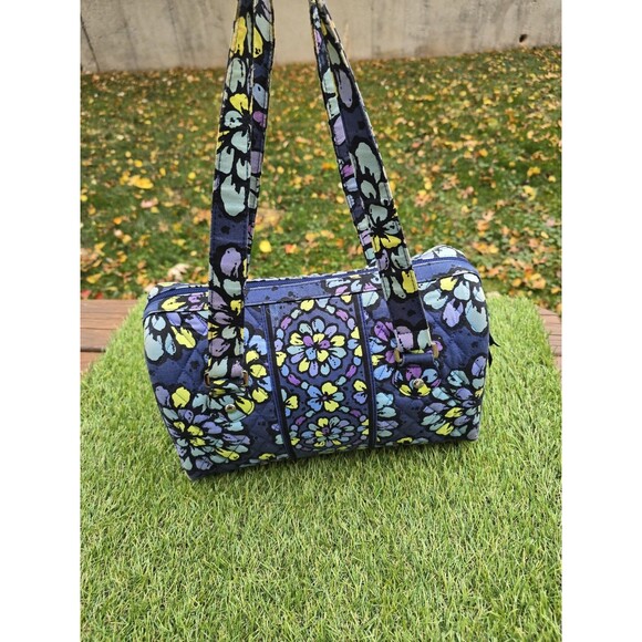 VERA BRADLEY Indigo Pop Blue Purple Green Floral Quilted Shoulder Bag - Picture 4 of 10